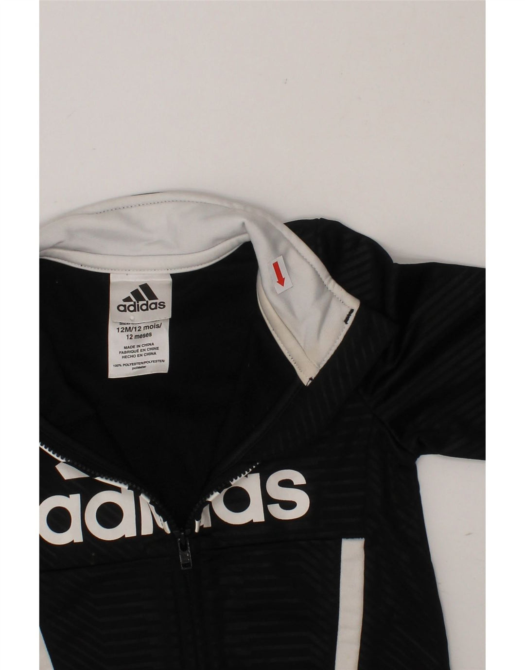 ADIDAS Baby Boys Graphic Tracksuit Top Jacket 9-12 Months Black Polyester Vintage Adidas and Second-Hand Adidas from Messina Hembry 