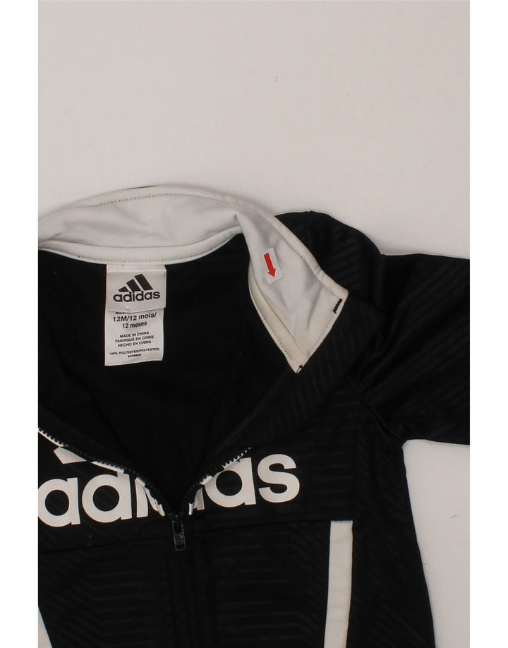 ADIDAS Baby Boys Graphic Tracksuit Top Jacket 9-12 Months Black Polyester Vintage Adidas and Second-Hand Adidas from Messina Hembry 