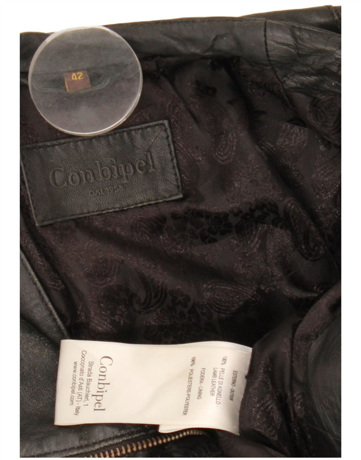 Conbipel Chaqueta Biker De Cuero Para Mujer Talla 42 Small Cuero Negro
