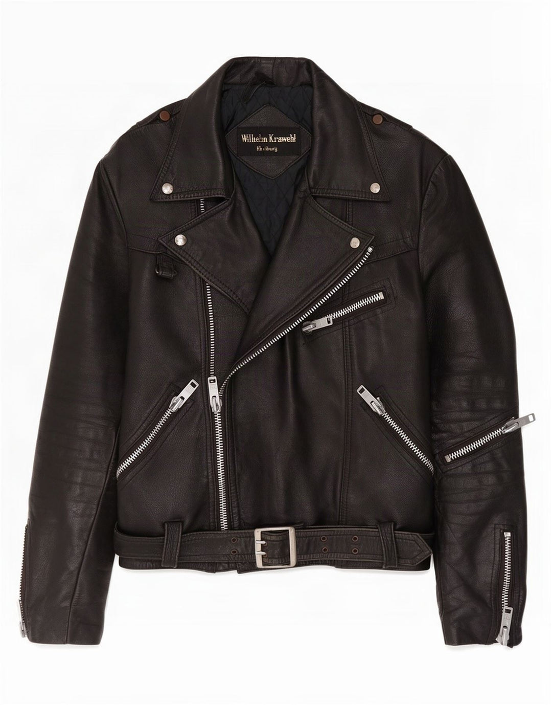 Wilhelm Krawehl Chaqueta motera de cuero para hombre EU 50 Medium Black