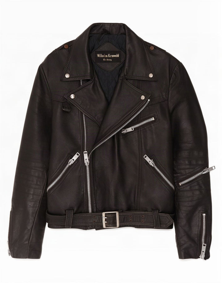 Wilhelm Krawehl Chaqueta motera de cuero para hombre EU 50 Medium Black