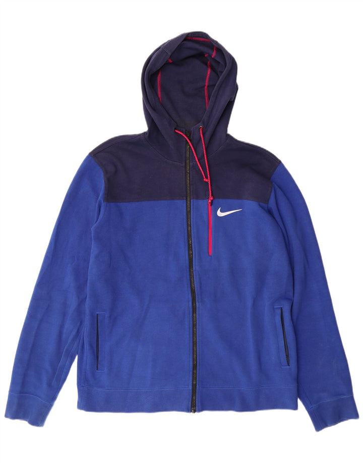 NIKE Sudadera con capucha y cremallera para hombre, talla grande, algodón azul color block