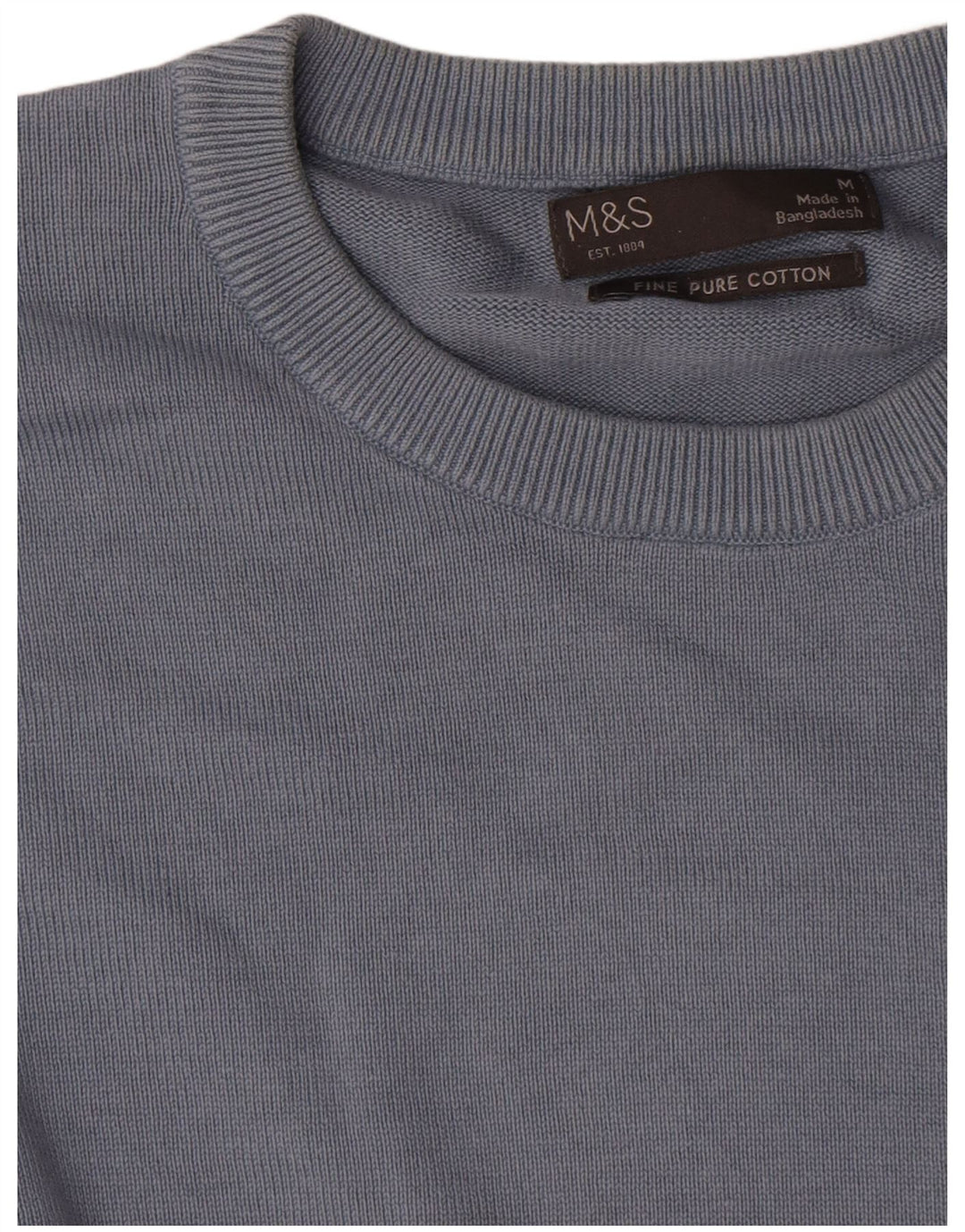Marks & Spencer Jersey de cuello redondo para hombre de algodón azul medio