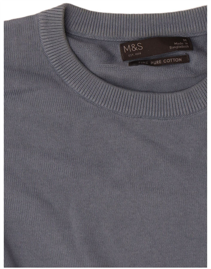 Marks & Spencer Jersey de cuello redondo para hombre de algodón azul medio