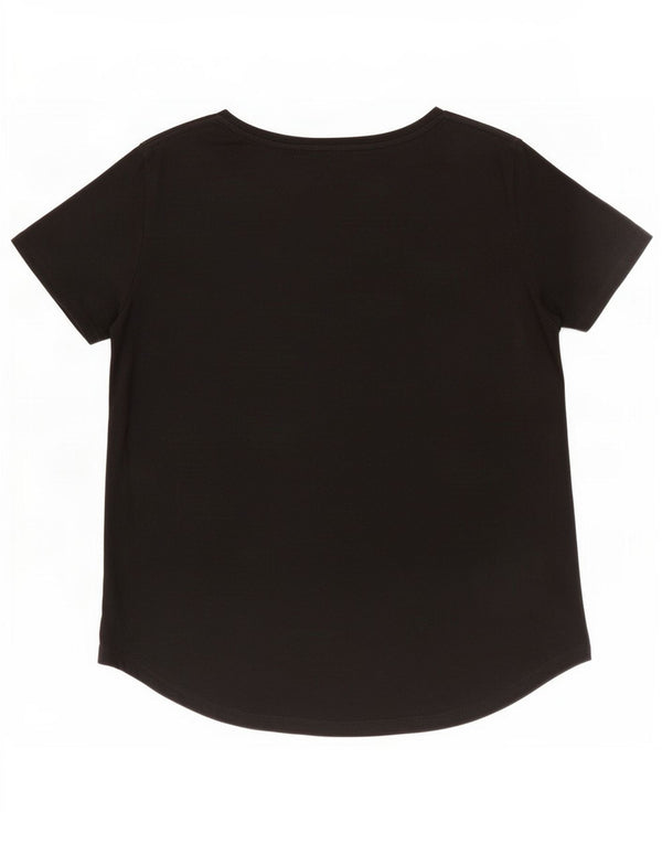 Zara Mujer Camiseta Top UK 44 Mediano Negro Algodón