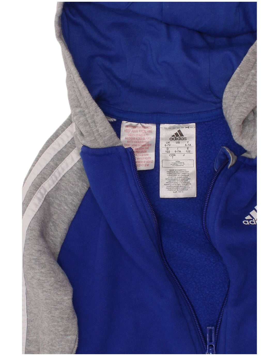 ADIDAS Sudadera con capucha y cremallera para niños 6-7 años Azul Colorblock Algodón