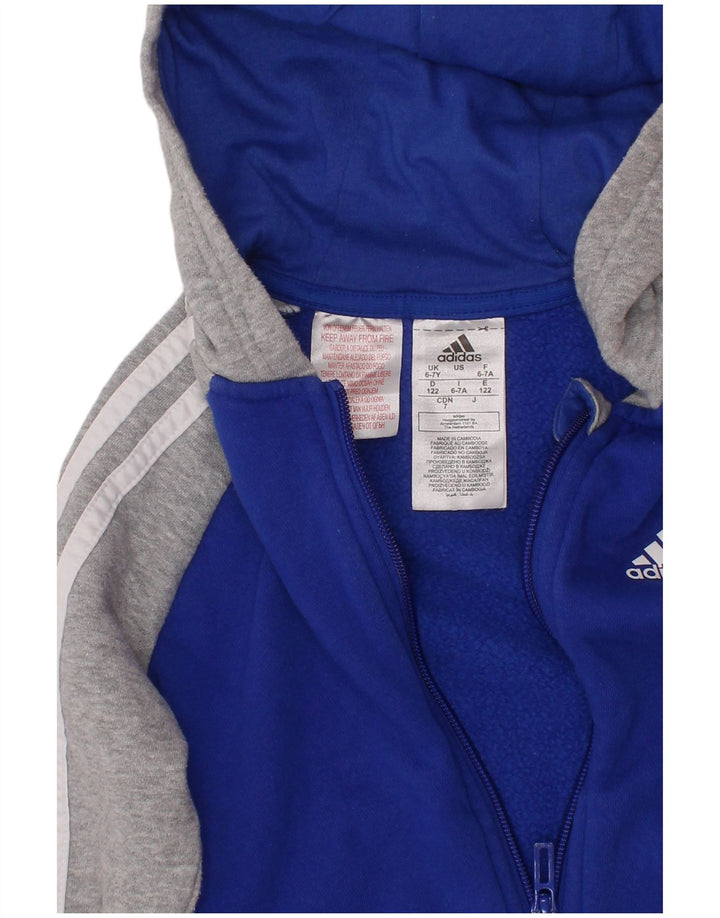 ADIDAS Sudadera con capucha y cremallera para niños 6-7 años Azul Colorblock Algodón