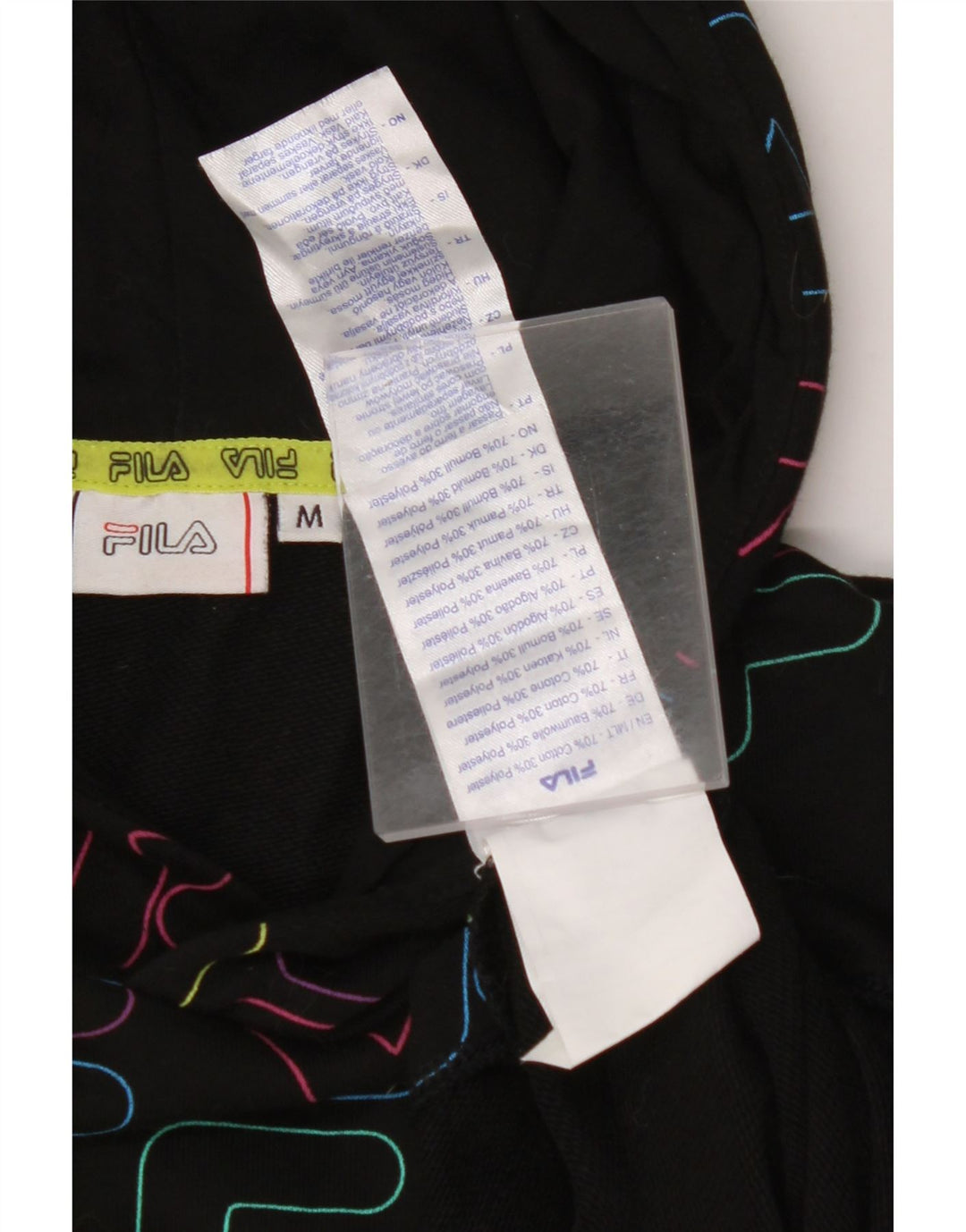 FILA Jersey con capucha y gráfico corto para mujer Reino Unido 14 Algodón negro mediano