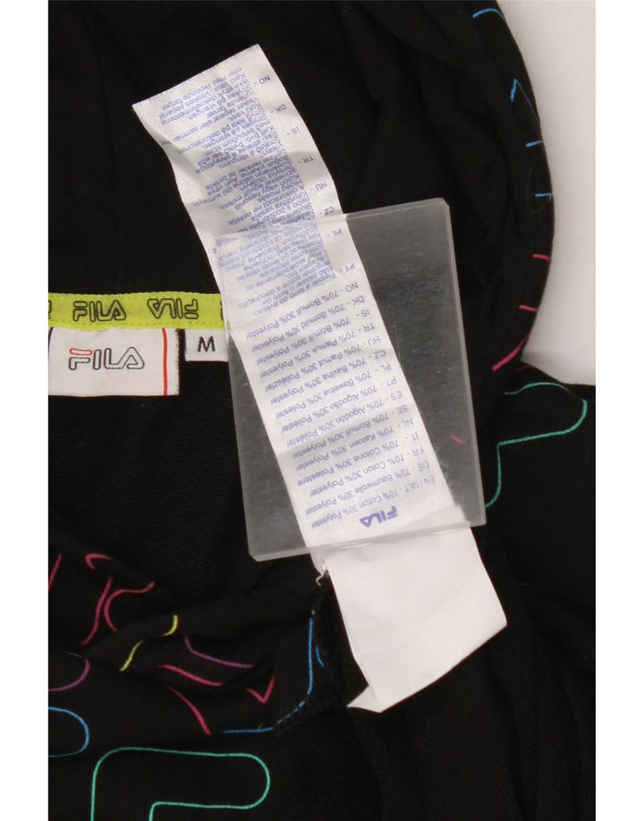 FILA Jersey con capucha y gráfico corto para mujer Reino Unido 14 Algodón negro mediano