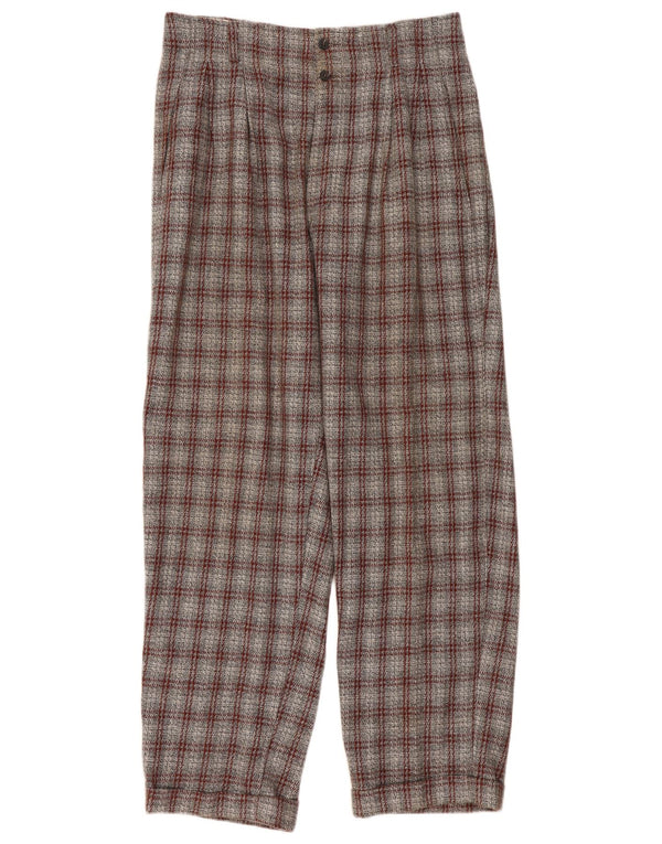 Vintage hombres pegados pantalones chinos IT 50 grande W32 L32 cheque gris