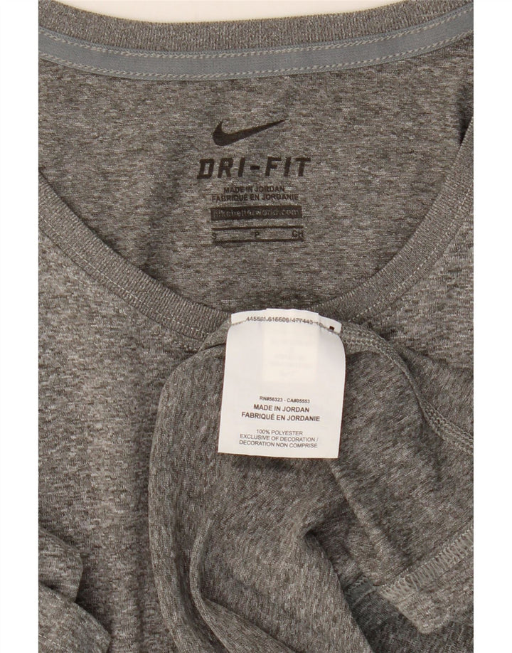 NIKE Mujer Dri Fit Top Manga Larga UK 10 Pequeño Poliéster Moteado Gris