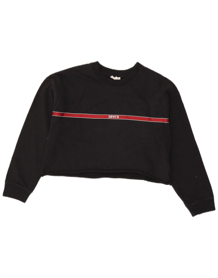 Levi's Sudadera corta para mujer Jumper UK 10 Small Black Colourblock