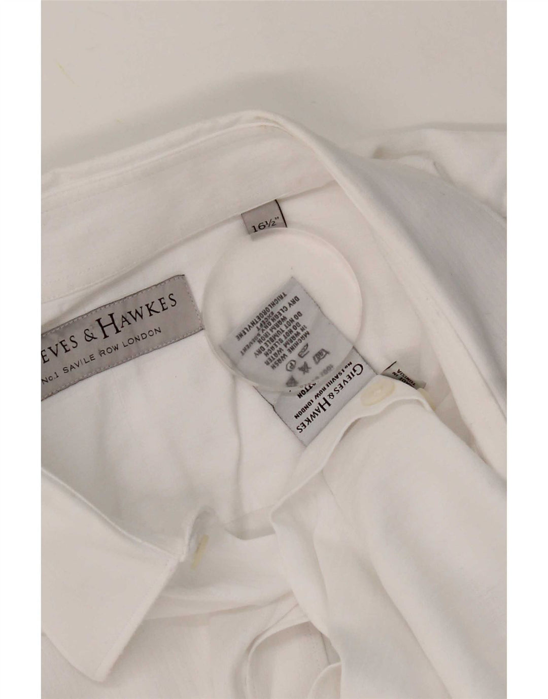 Gieves & Hawkes Camisa formal para hombre talla 16 1/2 grande algodón blanco