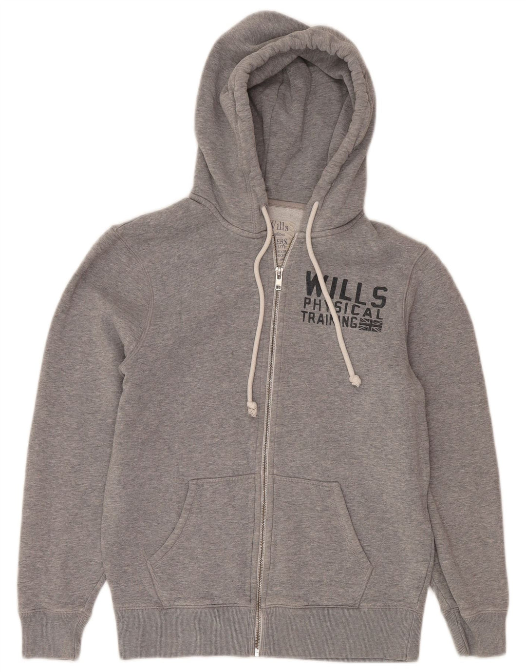 Jack Wills Suéter con capucha y cremallera gráfica para hombre Algodón gris medio