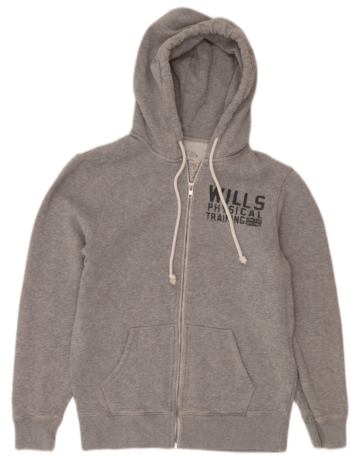 Jack Wills Suéter con capucha y cremallera gráfica para hombre Algodón gris medio