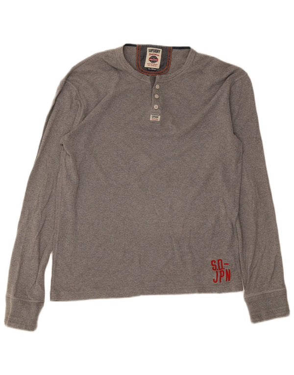 Superdry Hombre Top Manga Larga XL Algodón Gris