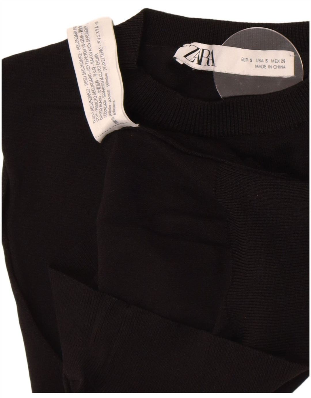 Zara Mujer Crop Vest Tank Top UK 8 Small Poliéster Negro