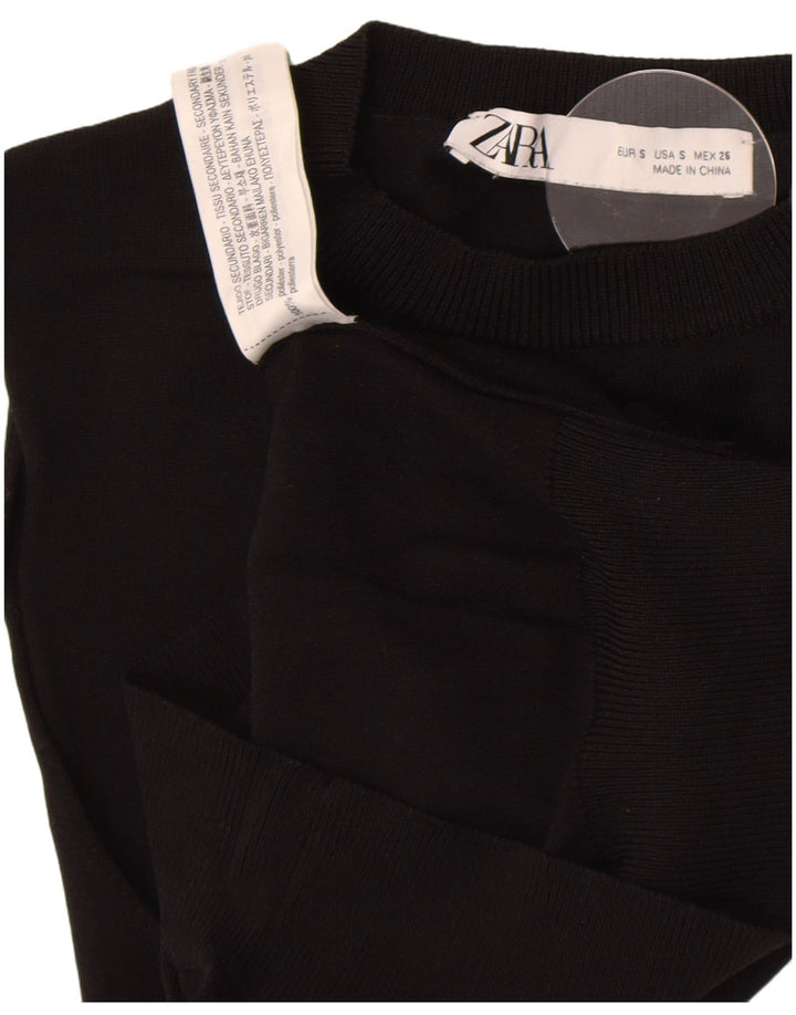 Zara Mujer Crop Vest Tank Top UK 8 Small Poliéster Negro