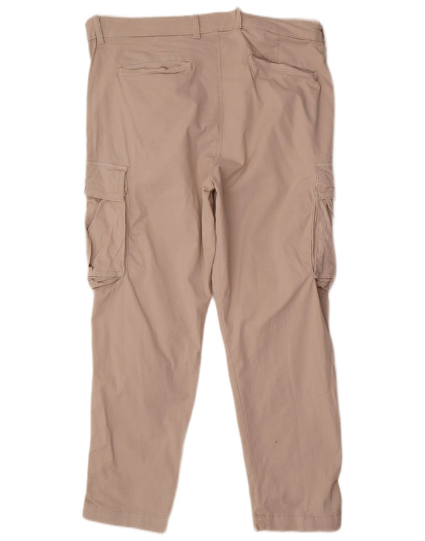 Zara Hombre Pantalón Cargo Recto EU 46 XL W36 L30 Algodón Beige