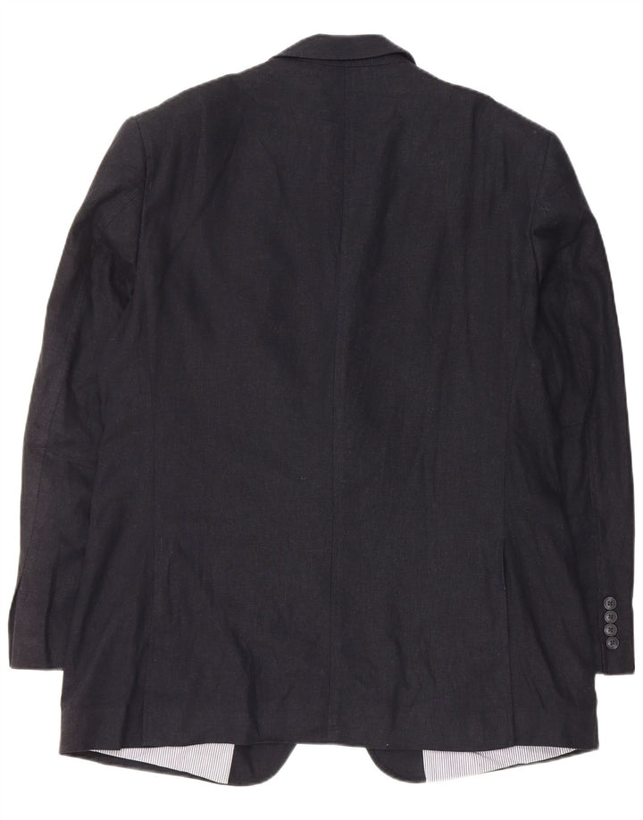 MARKS & SPENCER Chaqueta tipo blazer de 2 botones para hombre UK 42 Grande Lino azul marino
