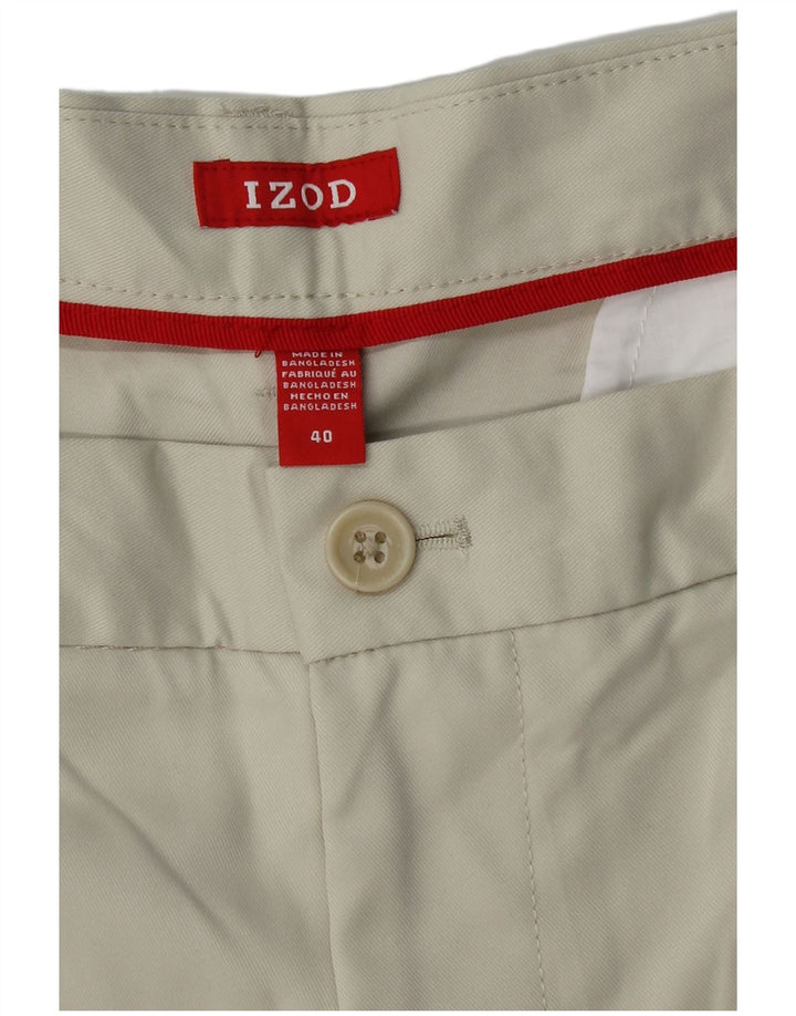 IZOD Pantalones cortos chinos para hombre W40 XL Poliéster beige