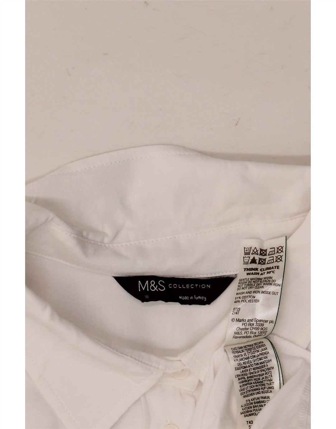 Marks & Spencer Camisa extragrande para mujer UK 18 XL Algodón blanco