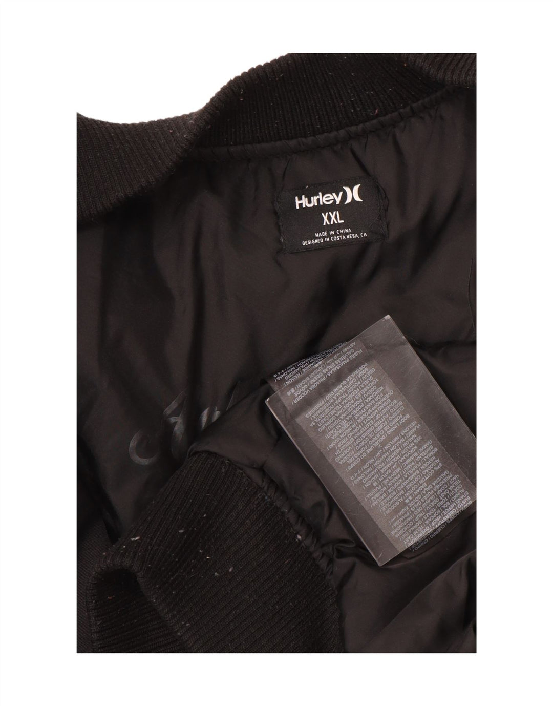 HURLEY Chaqueta bomber para hombre UK 44 2XL Nylon negro