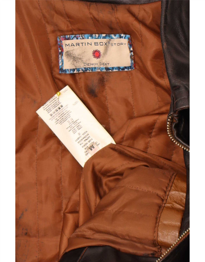 Vintage mujer chaqueta de cuero Reino Unido 14 marrón medio