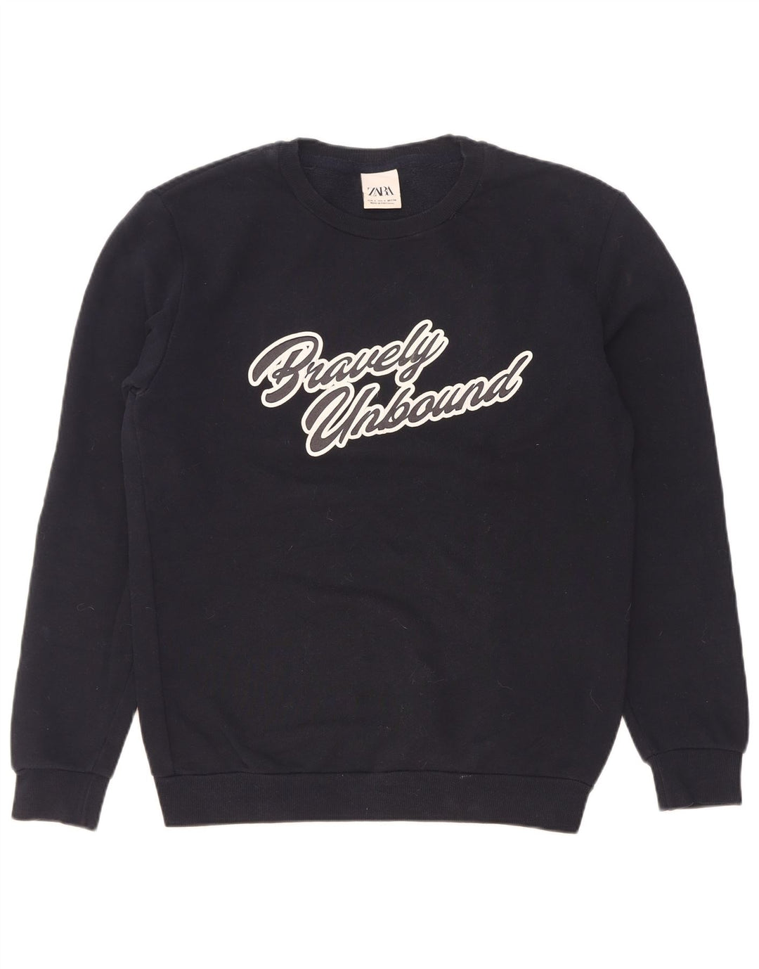 Zara Hombre Sudadera Gráfica Jumper Small Azul Marino Algodón