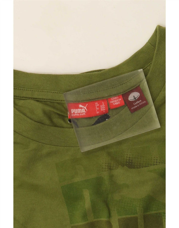 Puma Hombre Gráfico Top Manga Larga Grande Algodón Verde