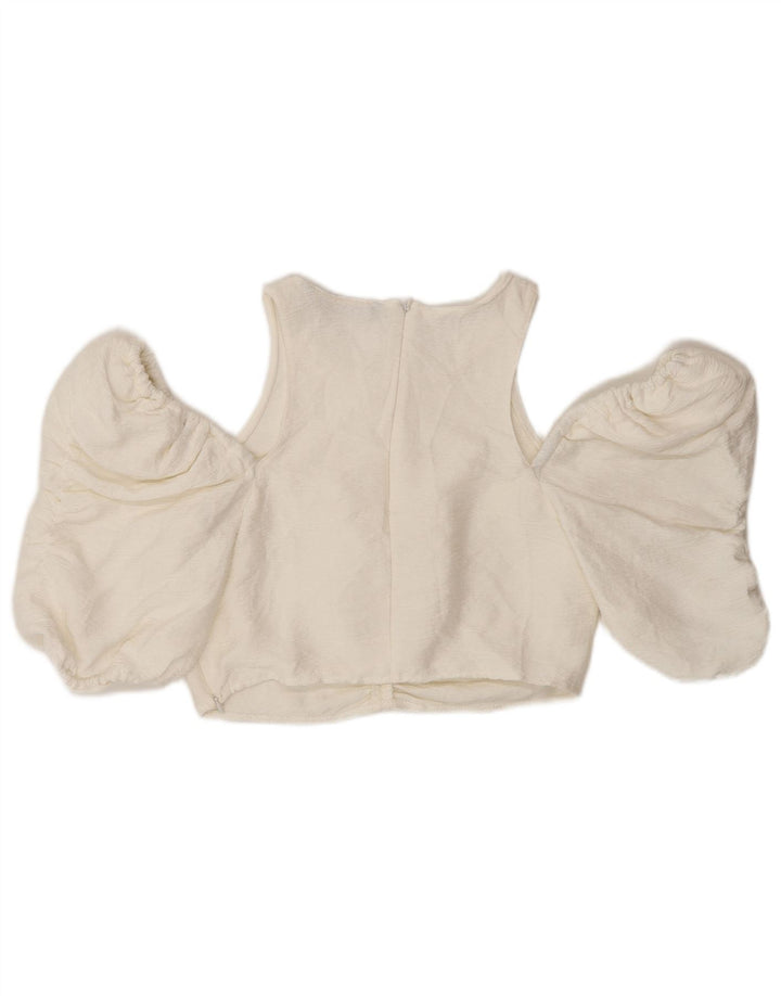 Zara Mujer Crop Off Hombro Top Reino Unido 42 Medio Blanco