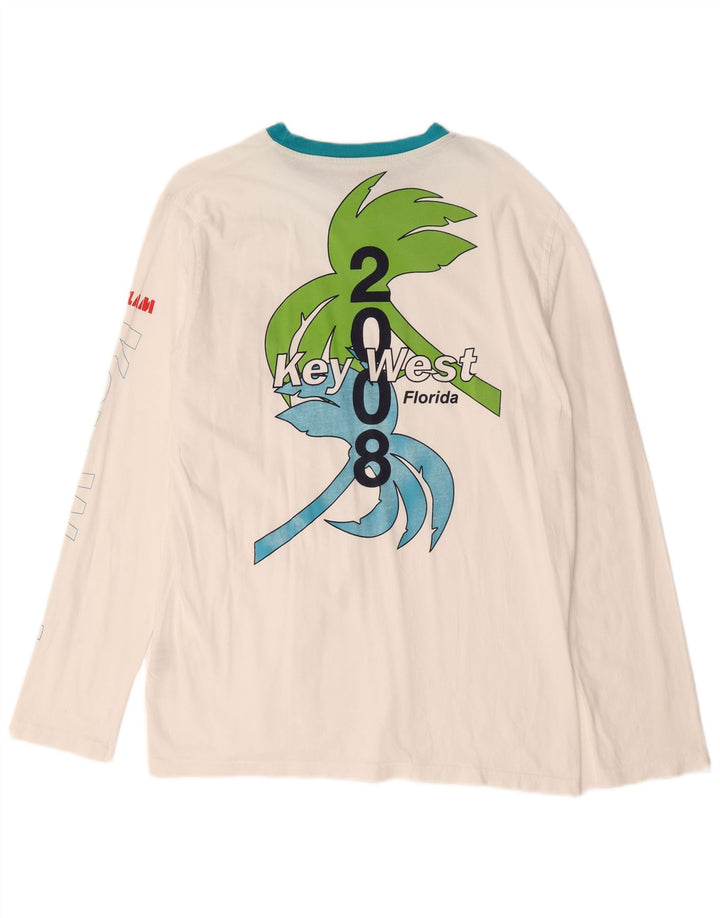 Slam Hombre Florida Graphic Top Manga Larga Algodón Blanco Grande