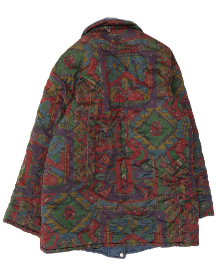 Vintage hombres reversible chaqueta acolchada Reino Unido 40 grande multicolor geométrico