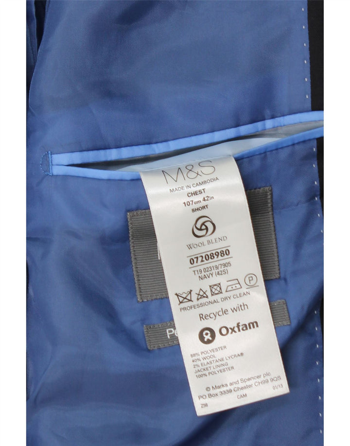 Marks & Spencer Chaqueta tipo blazer de 2 botones para hombre UK 42 XL Poliéster azul marino