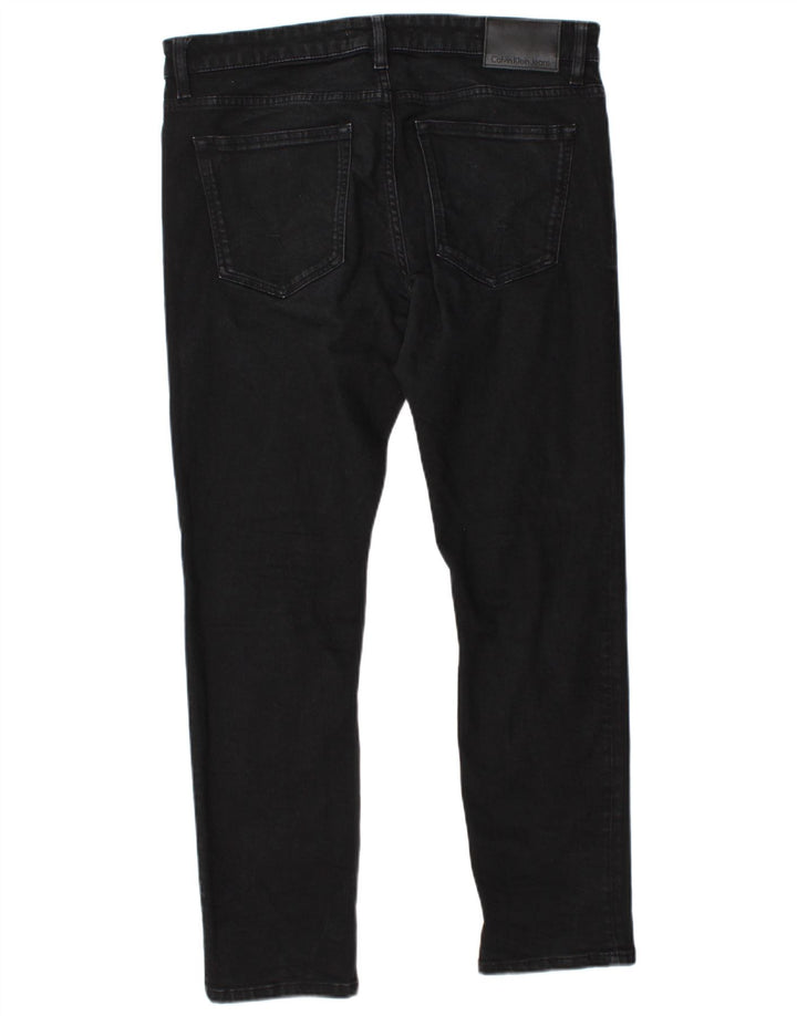 CALVIN KLEIN Vaqueros ajustados para hombre W34 L30 Algodón negro