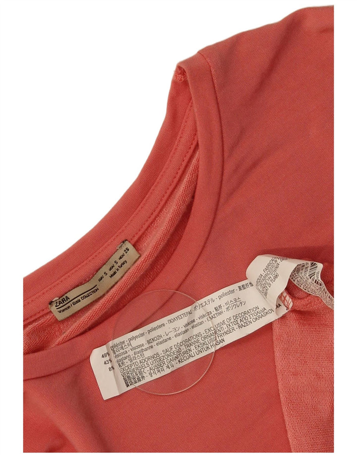 Zara Mujer Túnica Top UK 10 Pequeño Poliéster Rosa