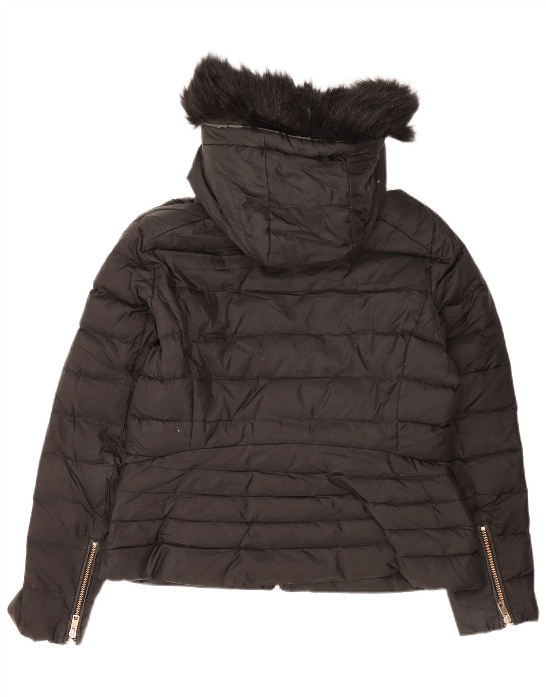 Zara Mujer Chaqueta Acolchada Con Capucha ES 40 XL Poliéster Negro