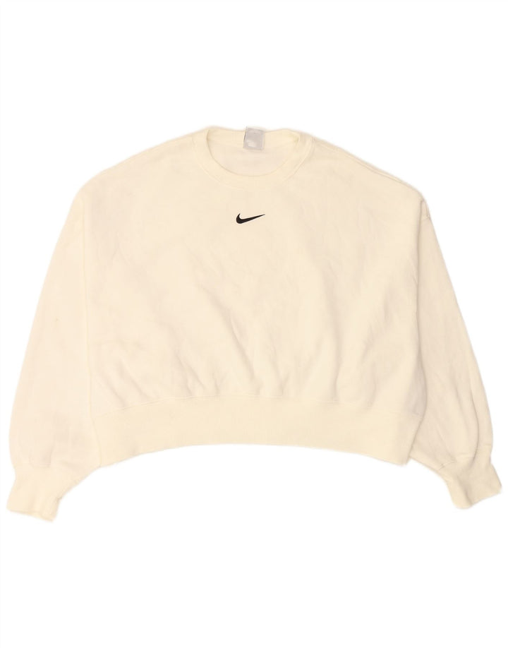 NIKE - Sudadera corta extragrande para mujer, talla 40, algodón blanco mediano
