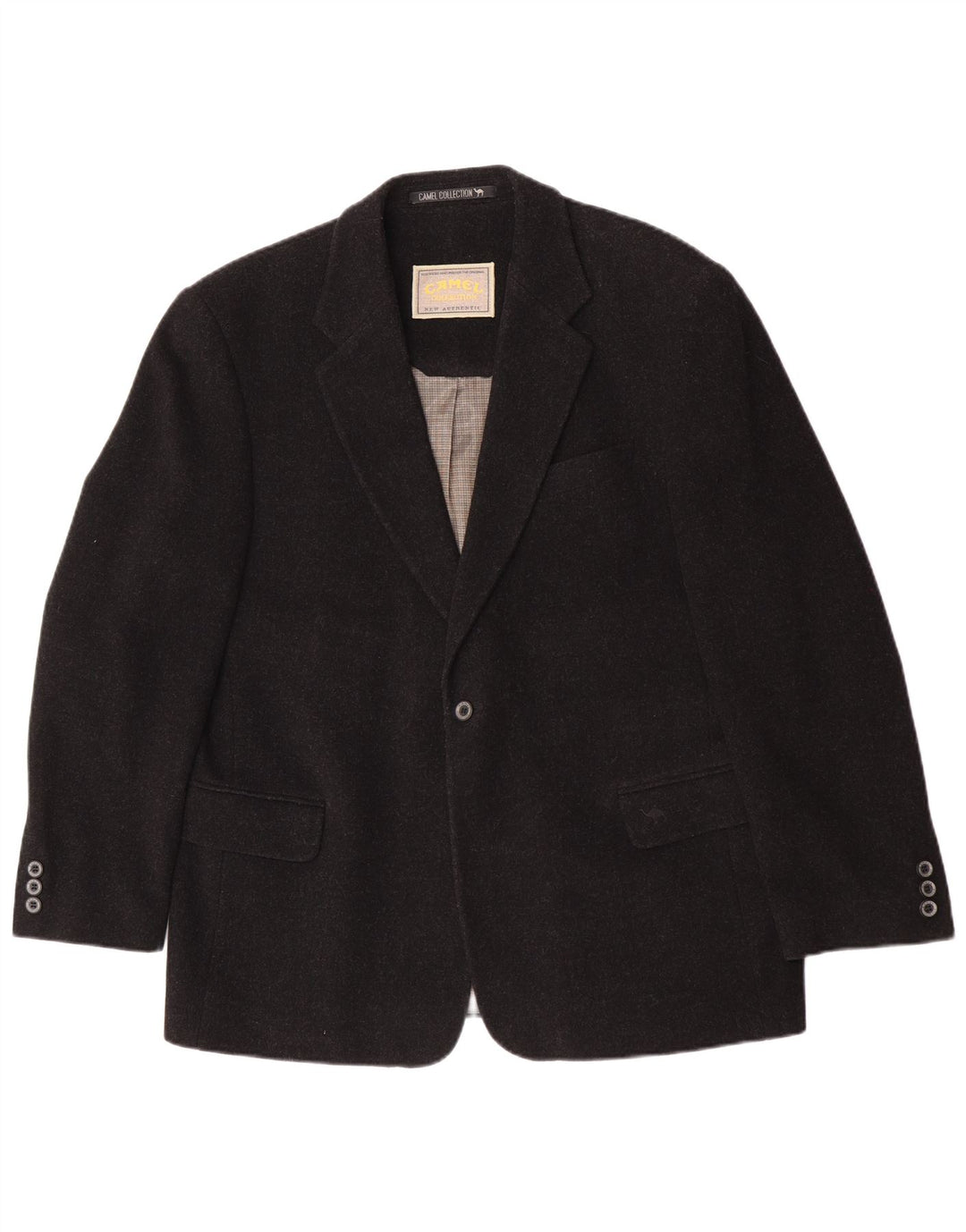 Camel Active Chaqueta tipo blazer con 1 botón para hombre UK 40 XL Lana virgen negra