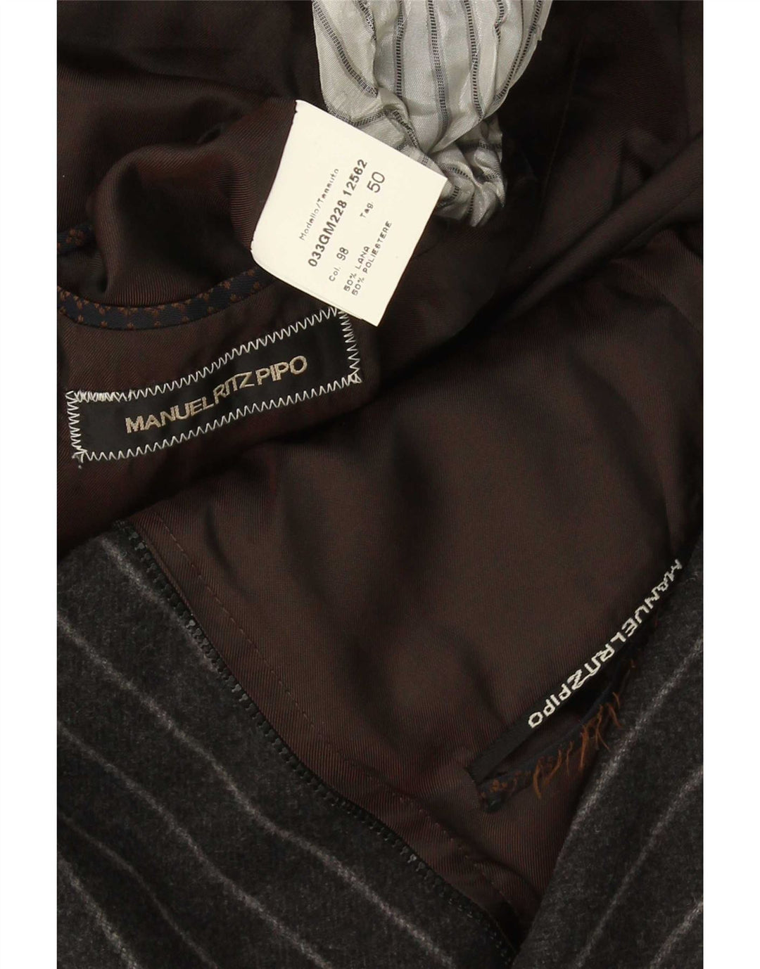 Manuel Ritz Pipo Chaqueta tipo blazer de 2 botones para hombre IT 50 Lana a rayas gris grande