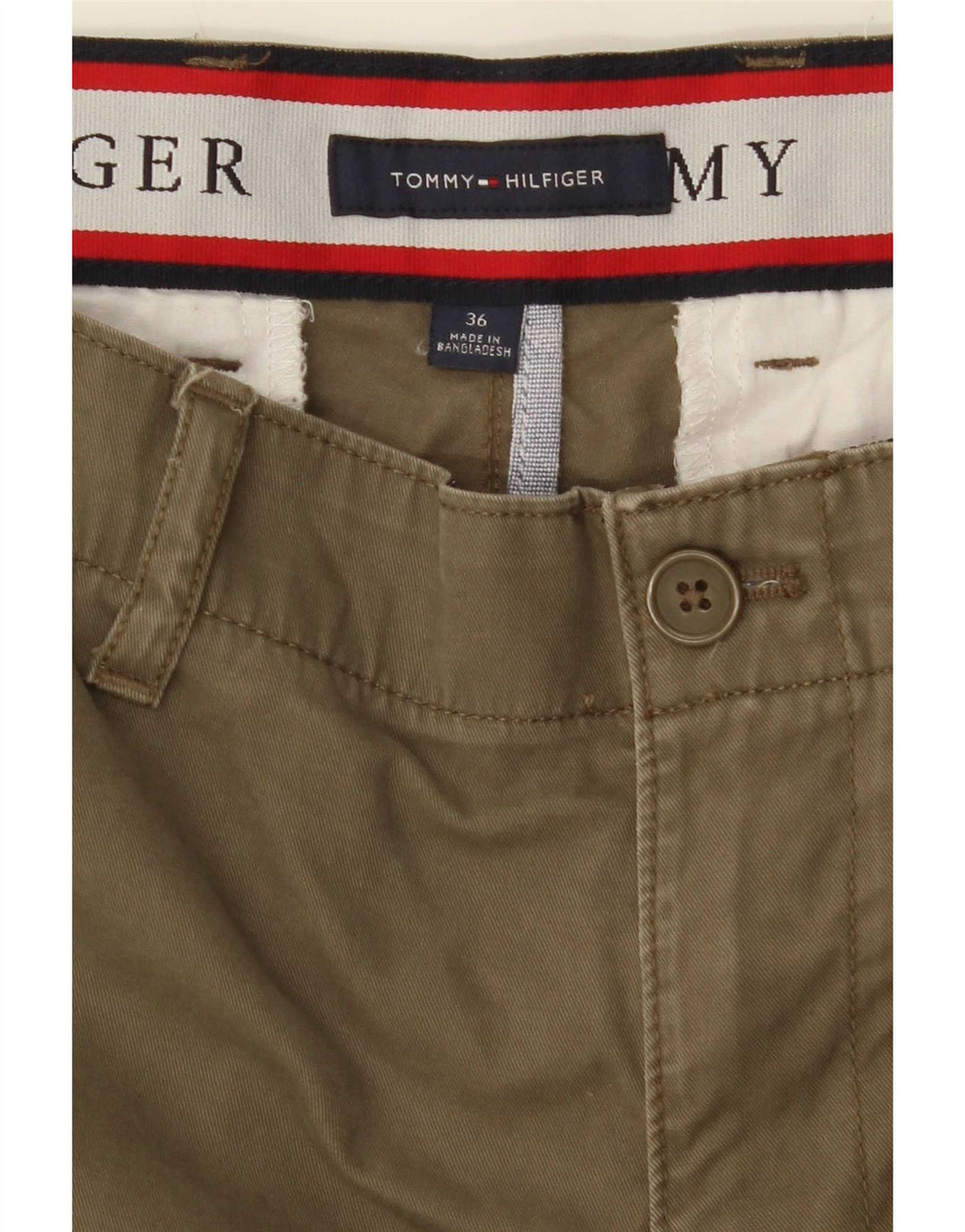 Tommy Hilfiger Pantalones cortos tipo cargo para hombre W36 Large Khaki Cotton