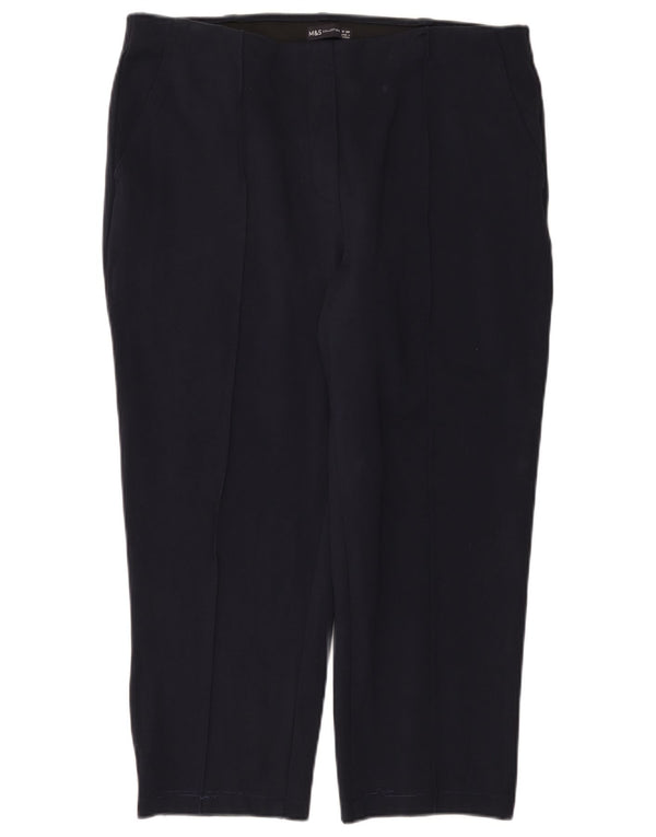 Marks & Spencer Pantalones Cortos Rectos para Mujer UK 18 XL W38 L24 Azul Marino