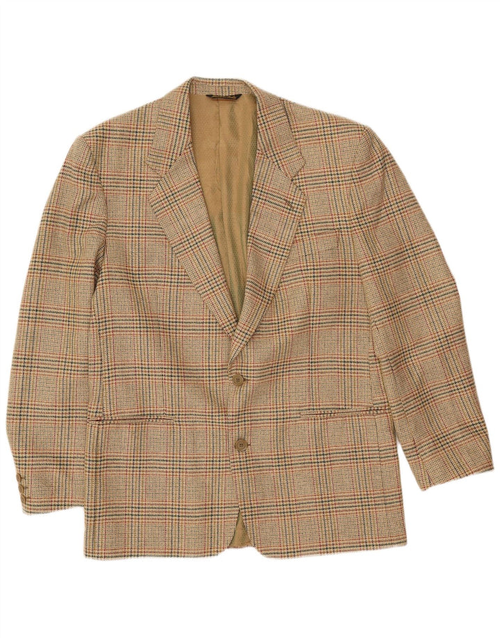 Vintage hombres 2 botones Blazer chaqueta IT 52 XL beige comprobar lana