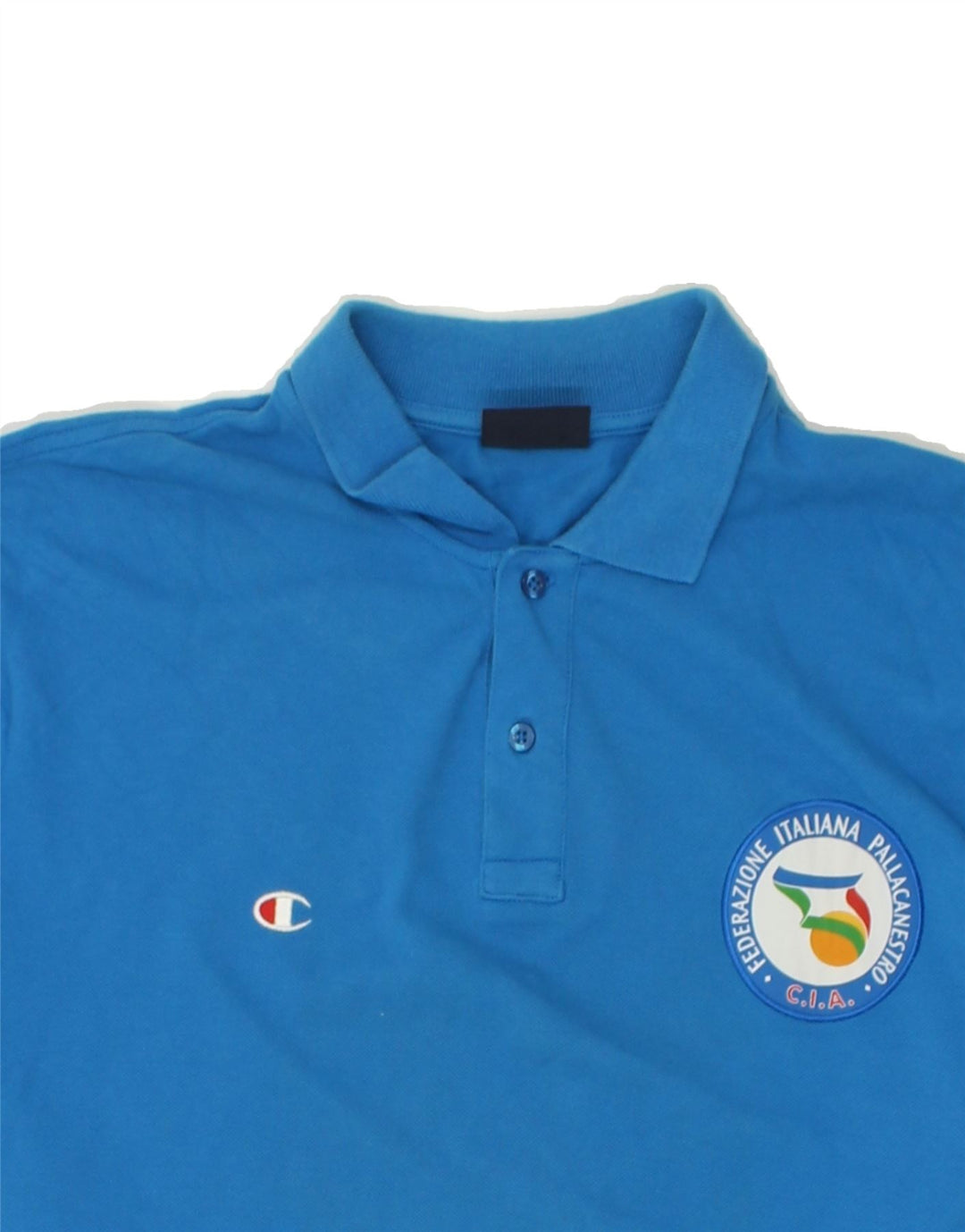 CHAMPION Mens Long Sleeve Polo Shirt Large Blue Cotton Vintage Champion and Second-Hand Champion from Messina Hembry 