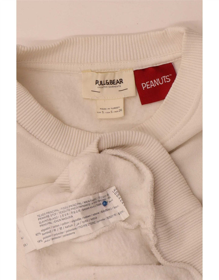 Pull & Bear Mujer Peanuts Graphic Sudadera Jumper UK 10 Small Blanco