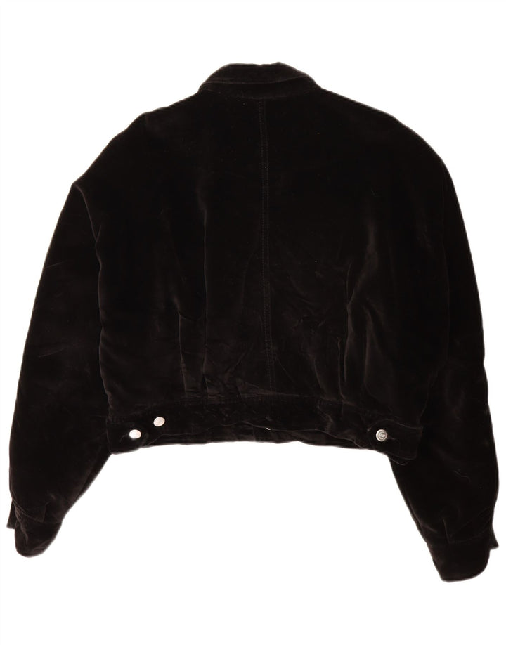 Rifle Chaqueta Bomber de Terciopelo Corta para Mujer Reino Unido 12 Mediano Algodón Negro