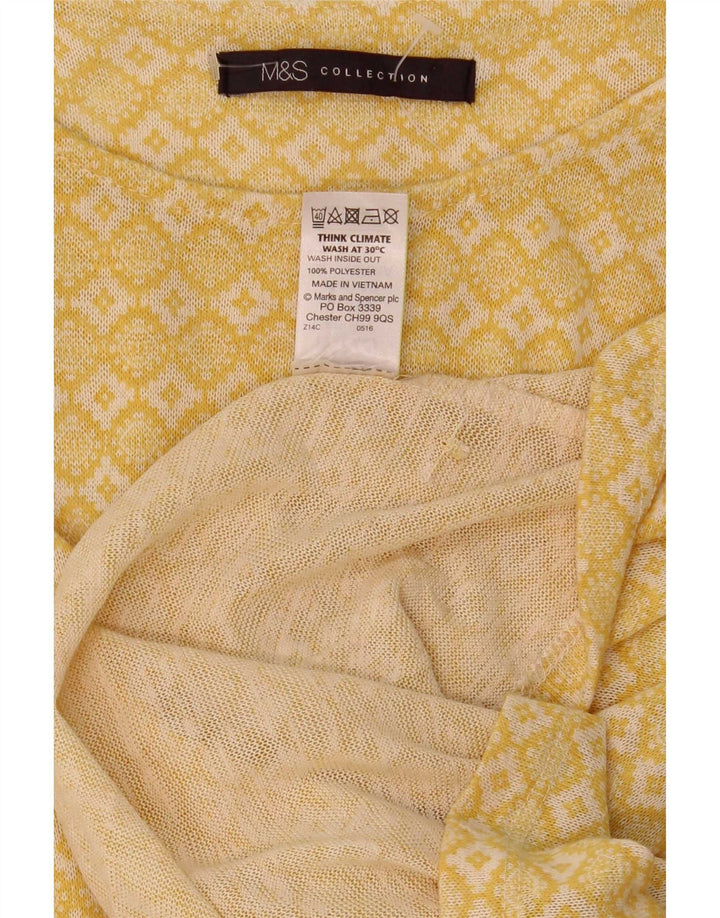Marks & Spencer Top para mujer manga 3/4 UK 42 Medio Amarillo Geométrico