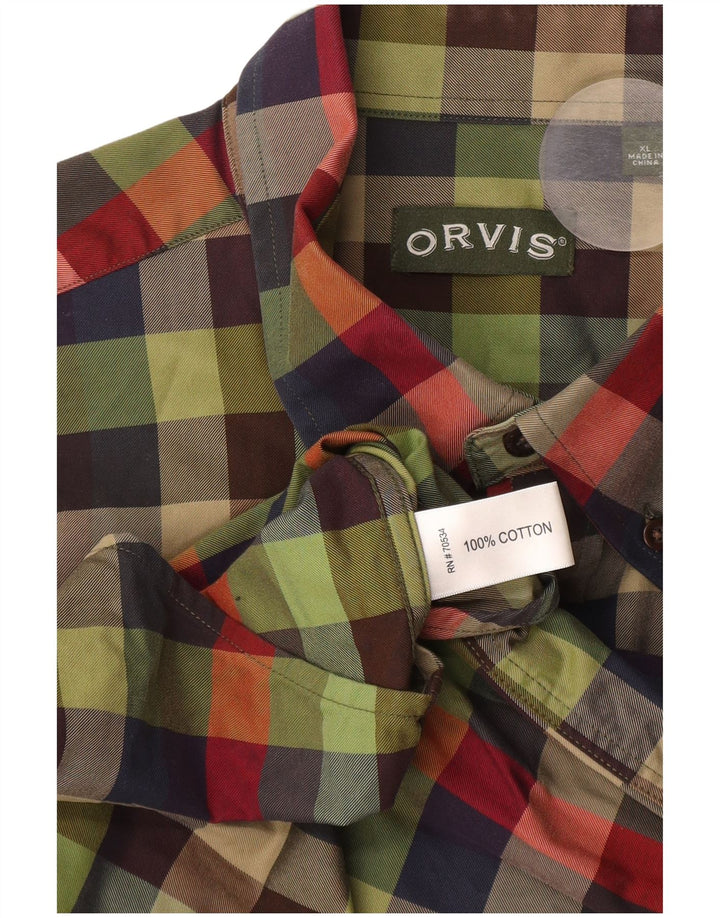 Camisa Orvis Hombre XL Algodón Cuadros Verdes