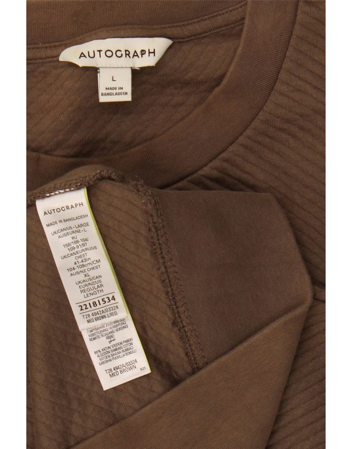 Marks & Spencer Hombre Autograph Sudadera Jumper Grande Algodón Marrón