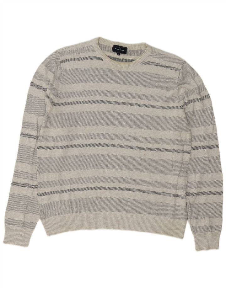 Marks & Spencer Jersey de cuello redondo azul Harbor para hombre, talla grande, gris